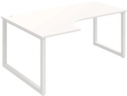 Pracovný stôl UNI O, ergo, pravý, 180x75,5x120 cm, biela/biela
