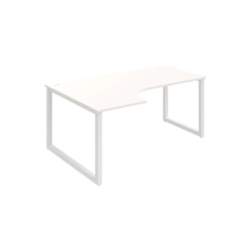 Pracovný stôl UNI O, ergo, pravý, 180x75,5x120 cm, biela/biela