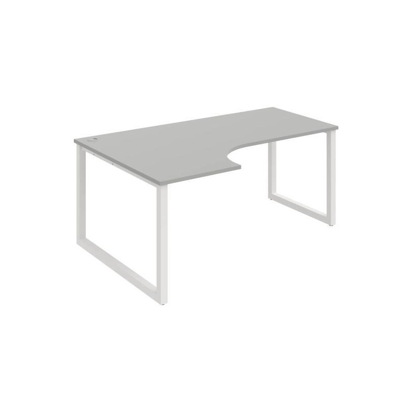 Pracovný stôl UNI O, ergo, pravý, 180x75,5x120 cm, sivá/čierna