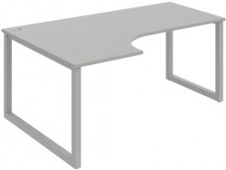 Pracovný stôl UNI O, ergo, pravý, 180x75,5x120 cm, sivá/sivá