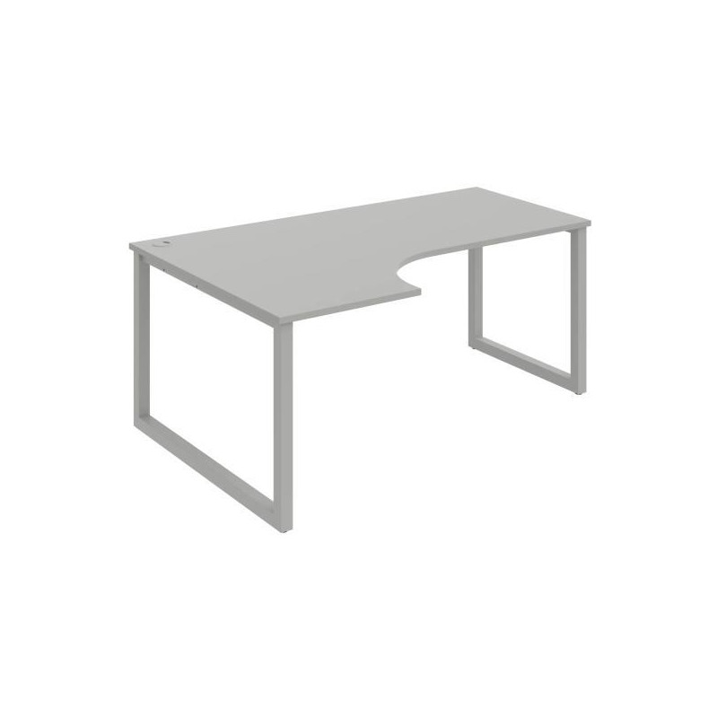 Pracovný stôl UNI O, ergo, pravý, 180x75,5x120 cm, sivá/sivá