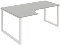 Pracovný stôl UNI O, ergo, pravý, 180x75,5x120 cm, sivá/biela