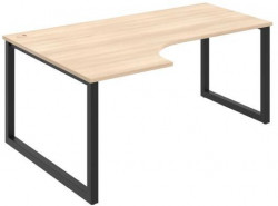 Pracovný stôl UNI O, ergo, pravý, 180x75,5x120 cm, agát/čierna