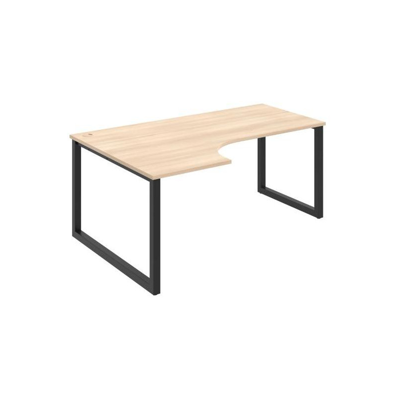 Pracovný stôl UNI O, ergo, pravý, 180x75,5x120 cm, agát/čierna