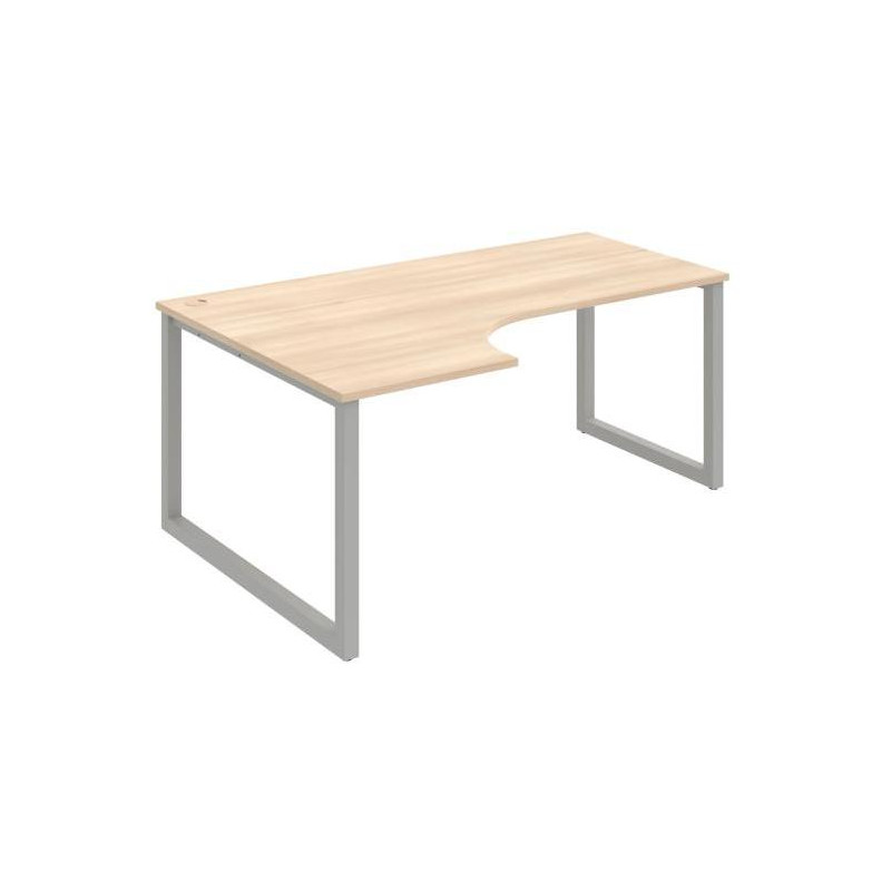 Pracovný stôl UNI O, ergo, pravý, 180x75,5x120 cm, agát/sivá