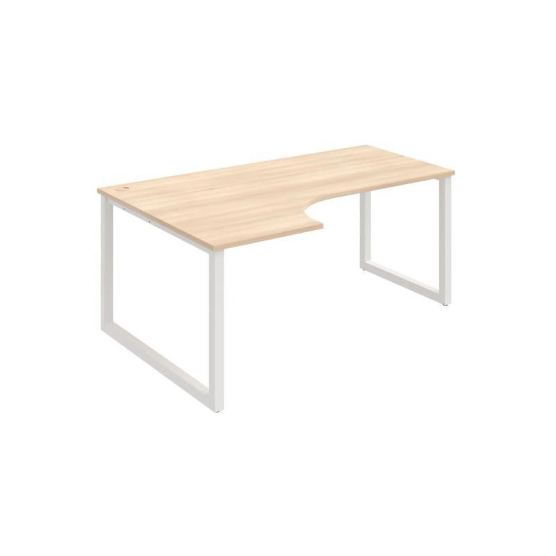 Pracovný stôl UNI O, ergo, pravý, 180x75,5x120 cm, agát/biela