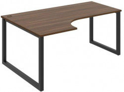Pracovný stôl UNI O, ergo, pravý, 180x75,5x120 cm, orech/čierna