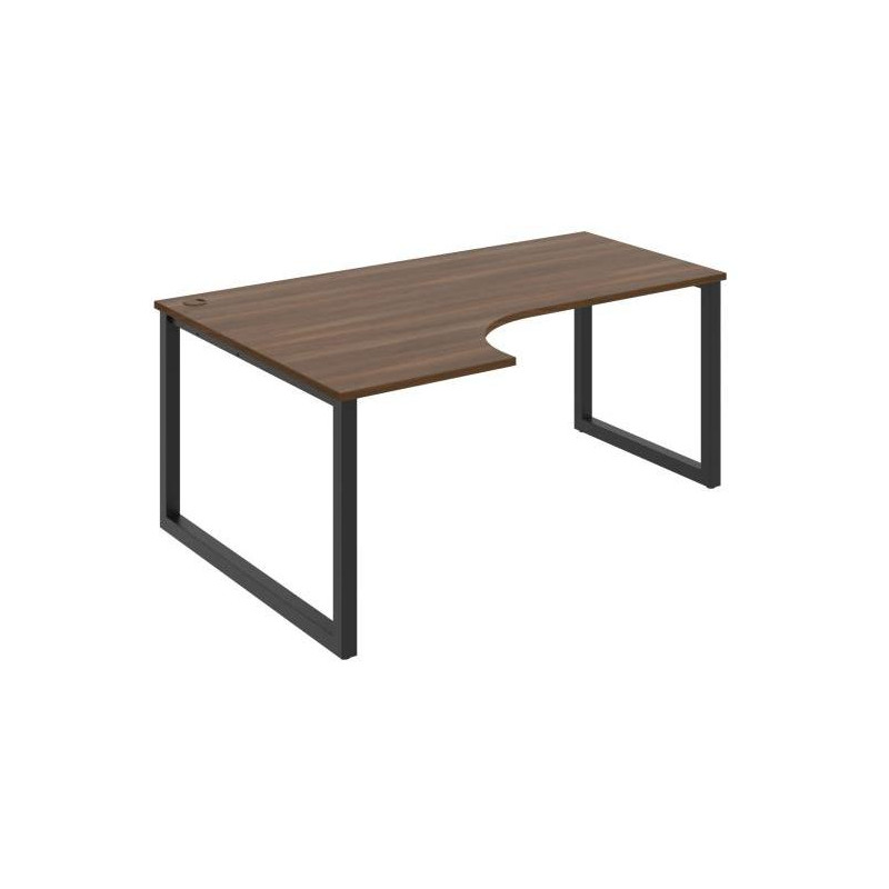 Pracovný stôl UNI O, ergo, pravý, 180x75,5x120 cm, orech/čierna