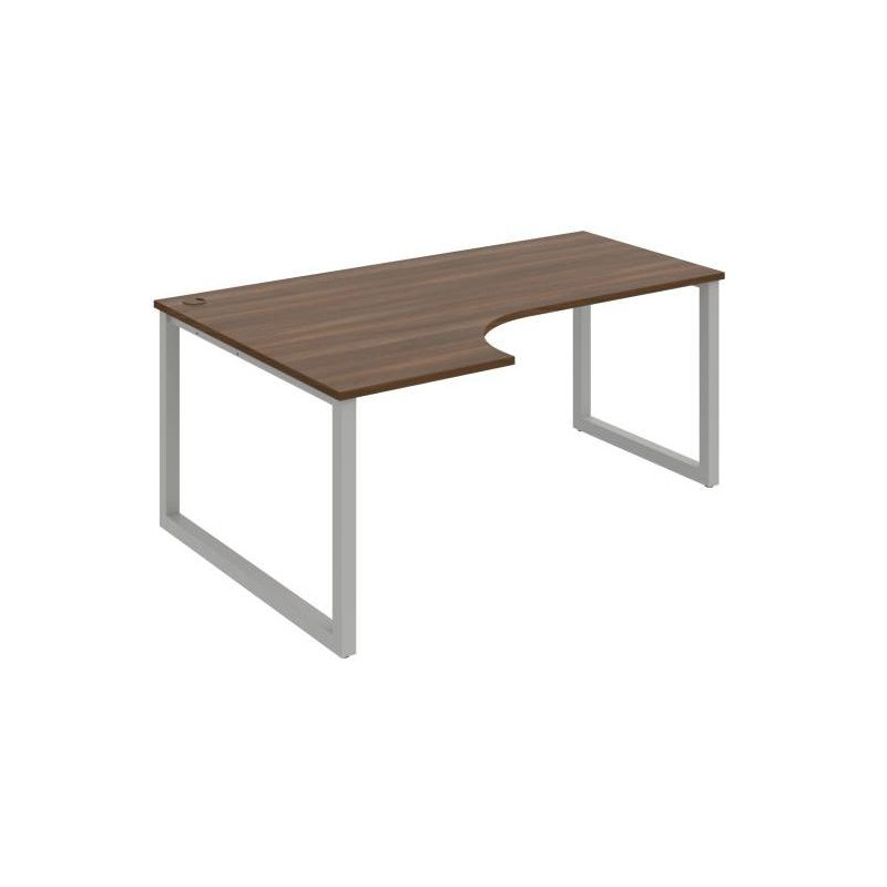 Pracovný stôl UNI O, ergo, pravý, 180x75,5x120 cm, orech/sivá