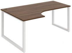 Pracovný stôl UNI O, ergo, pravý, 180x75,5x120 cm, orech/biela