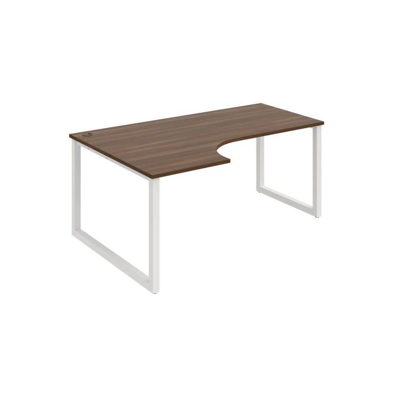 Pracovný stôl UNI O, ergo, pravý, 180x75,5x120 cm, orech/biela