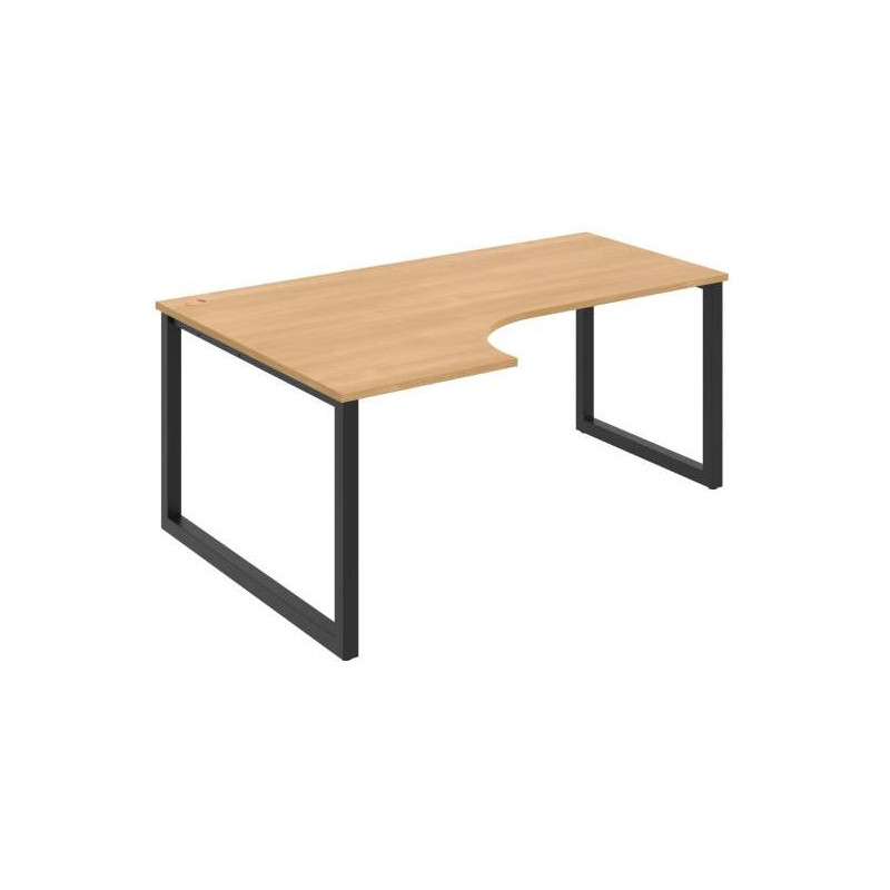 Pracovný stôl UNI O, ergo, pravý, 180x75,5x120 cm, dub/čierna