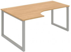 Pracovný stôl UNI O, ergo, pravý, 180x75,5x120 cm, dub/sivá