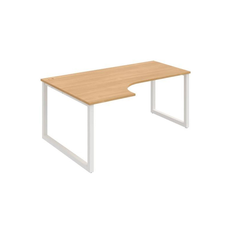 Pracovný stôl UNI O, ergo, pravý, 180x75,5x120 cm, dub/biela