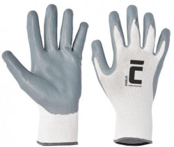 Rukavice nylon/úplet/nitril BABBLER, sivé/biele, veľ. 8/M