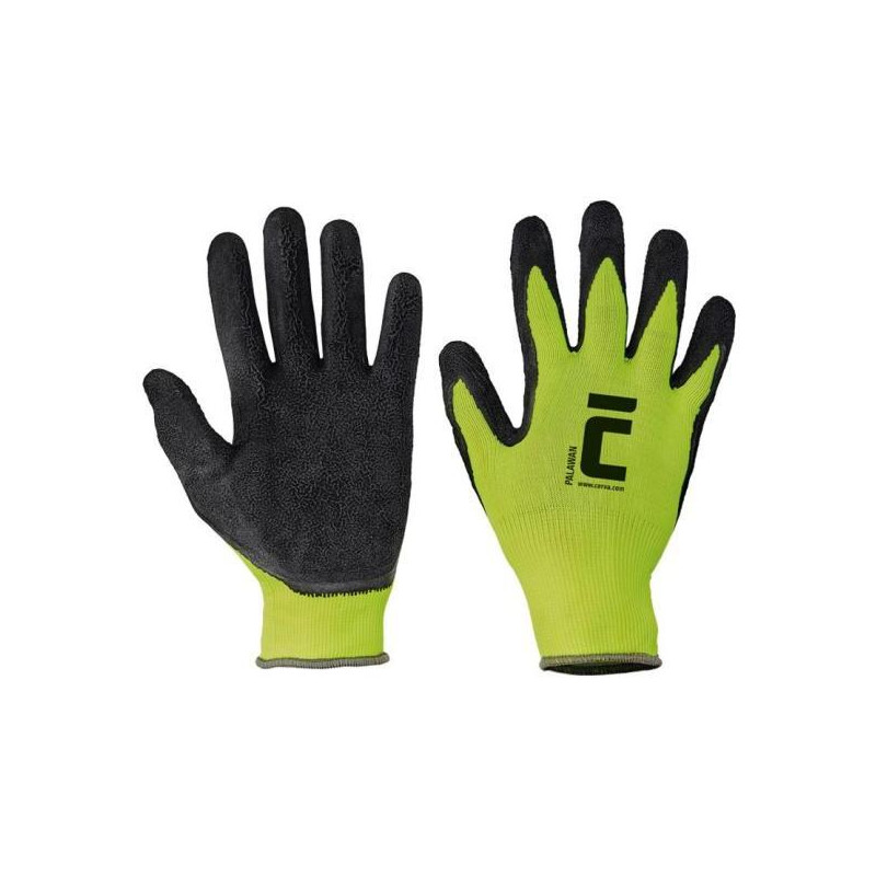Rukavice nylonové, latexové PALAWAN, čierno/zelené, veľ. 9/L