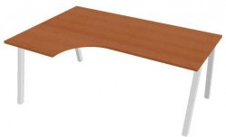 Pracovný stôl UNI A, ergo, pravý, 180x75,5x120 cm, čerešňa/biela