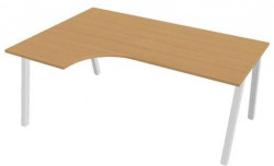 Pracovný stôl UNI A, ergo, pravý, 180x75,5x120 cm, buk/biela
