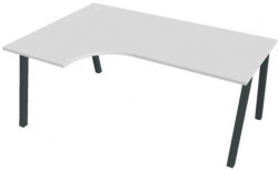 Pracovný stôl UNI A, ergo, pravý, 180x75,5x120 cm, biela/čierna