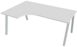 Pracovný stôl UNI A, ergo, pravý, 180x75,5x120 cm, biela/sivá