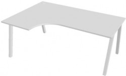 Pracovný stôl UNI A, ergo, pravý, 180x75,5x120 cm, biela/biela