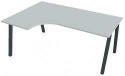 Pracovný stôl UNI A, ergo, pravý, 180x75,5x120 cm, sivá/čierna