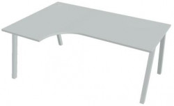 Pracovný stôl UNI A, ergo, pravý, 180x75,5x120 cm, sivá/sivá