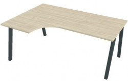 Pracovný stôl UNI A, ergo, pravý, 180x75,5x120 cm, agát/čierna