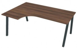 Pracovný stôl UNI A, ergo, pravý, 180x75,5x120 cm, orech/čierna
