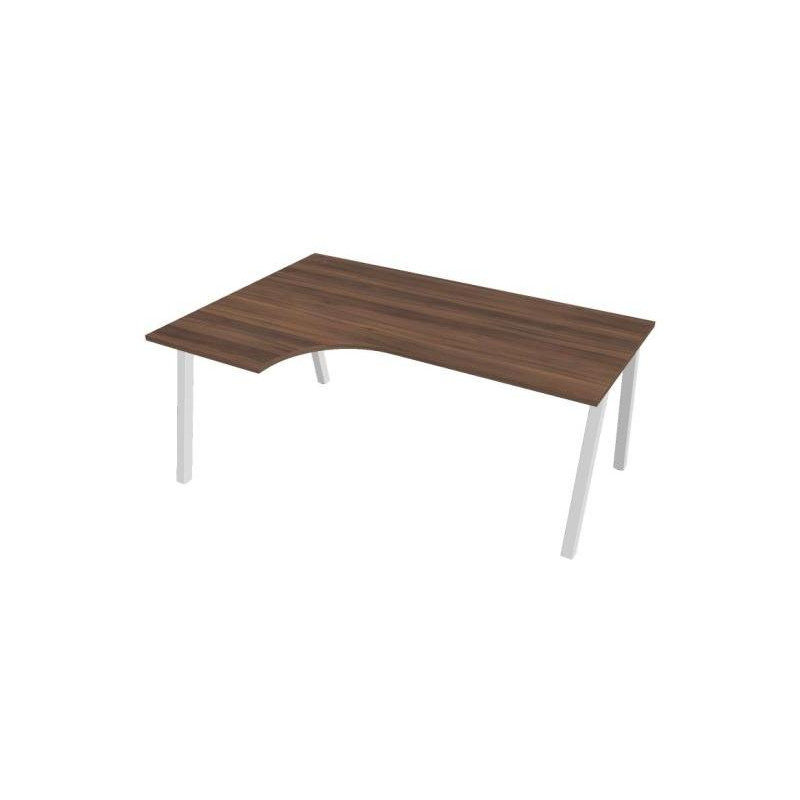 Pracovný stôl UNI A, ergo, pravý, 180x75,5x120 cm, orech/biela