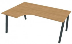 Pracovný stôl UNI A, ergo, pravý, 180x75,5x120 cm, dub/čierna