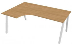 Pracovný stôl UNI A, ergo, pravý, 180x75,5x120 cm, dub/biela