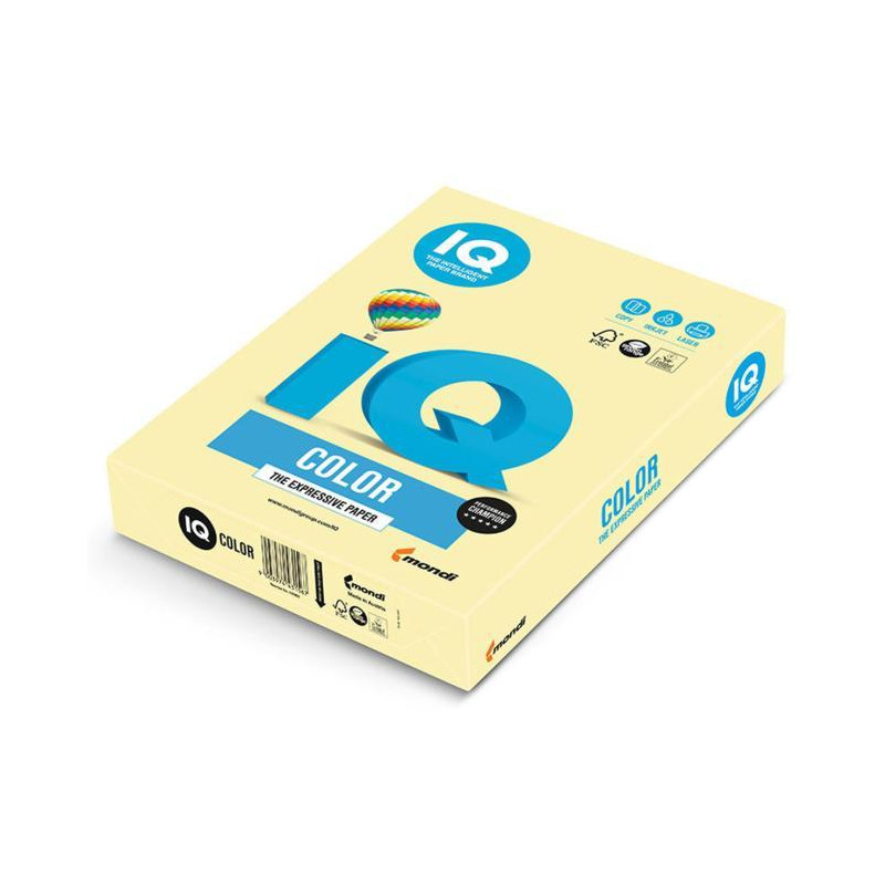 Farebný papier IQ color žltá pastelová YE23, A4, 80g
