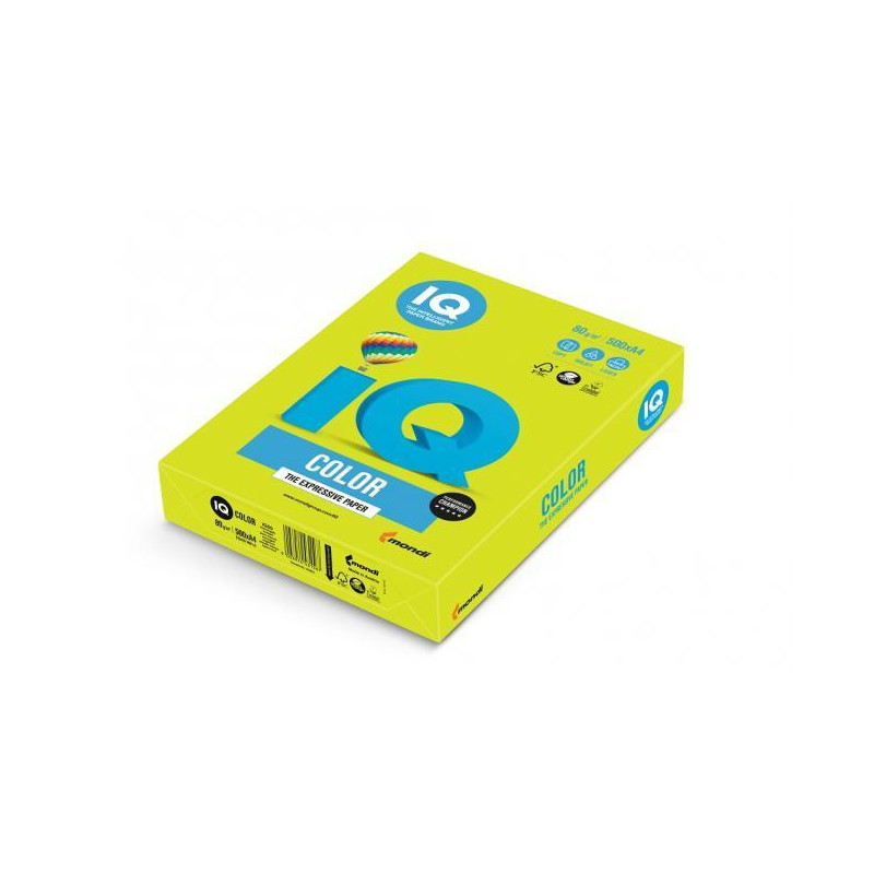 Farebný papier IQ color neónovo zelený NEOGN, A4, 80g