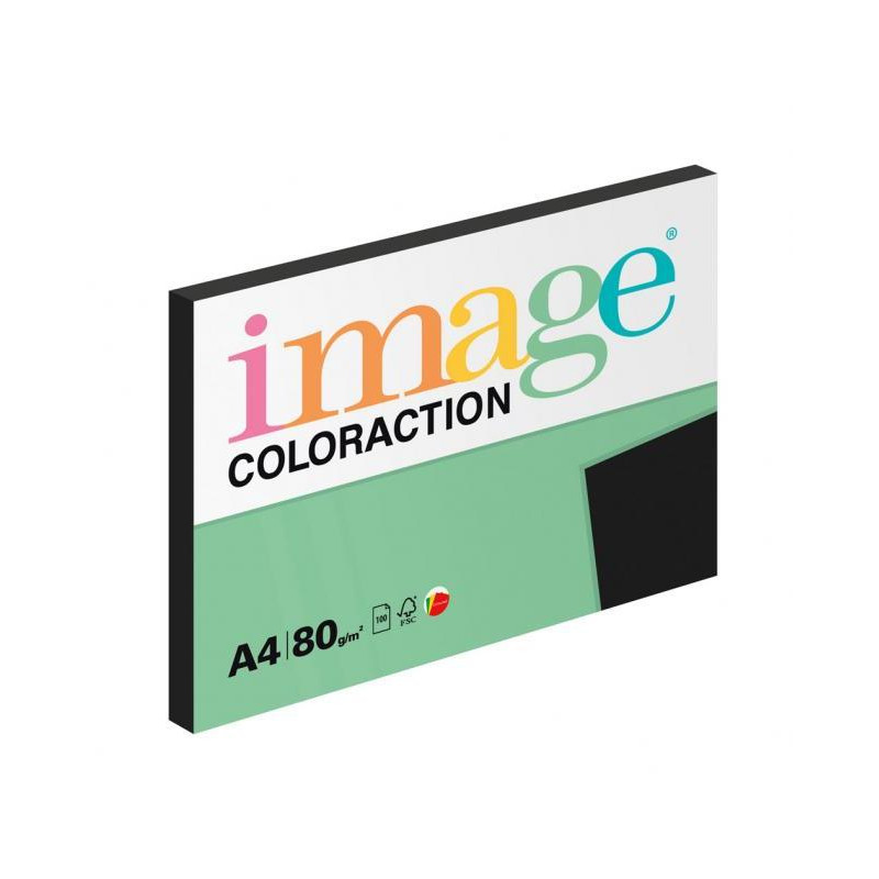 Farebný papier Image Coloraction, A4, 80g, čierny, 100 hárkov