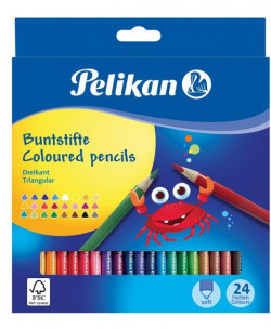 Farbičky Pelikan trojhranné tenké 24 ks