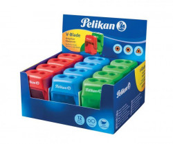 Strúhadlo Pelikan V-Blade plastové s 2 otvormi mix farieb, displej 12 ks