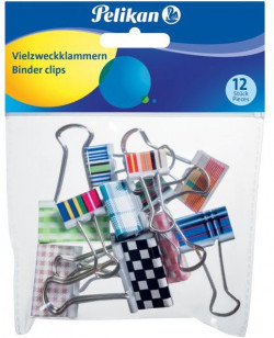 Klipy na dokumenty Pelikan farebné 12ks mix farieb a veľkostí