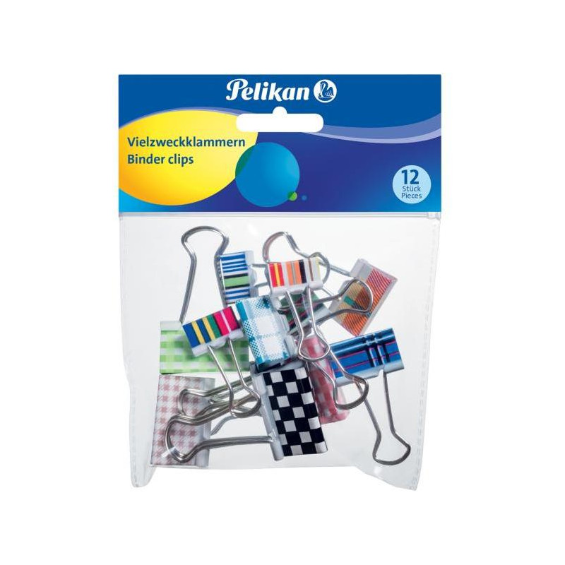 Klipy na dokumenty Pelikan farebné 12ks mix farieb a veľkostí