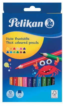 Farbičky Pelikan trojhranné hrubé 12 ks