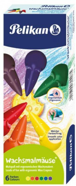 Voskové pastelky Pelikan Myška 6 ks v krabičke