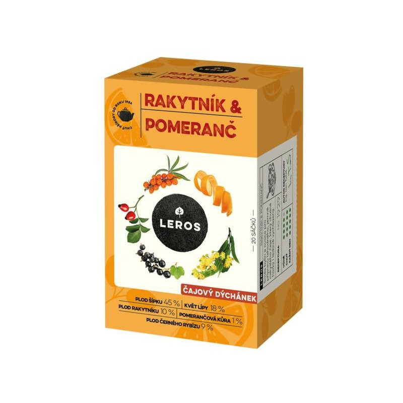 Čaj LEROS bylinný Čajová chvíľka rakytník & pomaranč HB 20 x 2 g