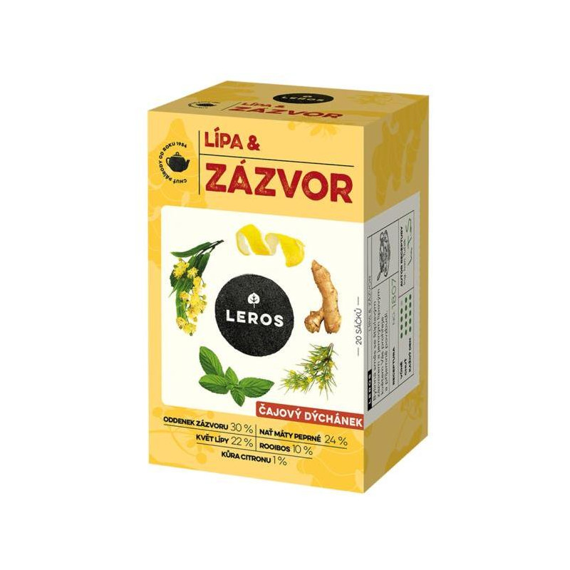 Čaj LEROS bylinný Čajová chvíľka lipa & zázvor HB 20 x 2 g
