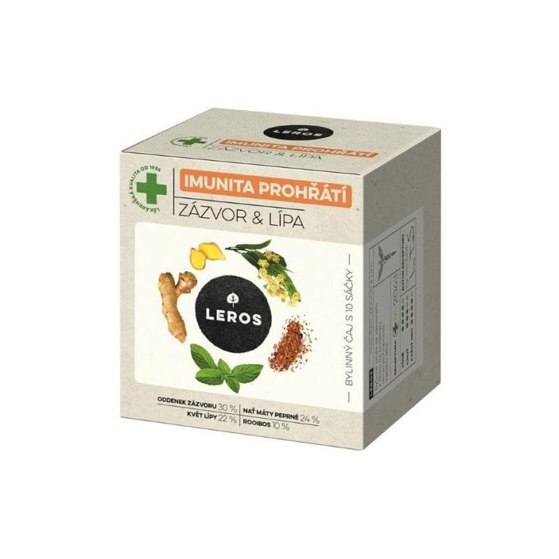 Čaj LEROS bylinný Natur Imunita lipa & zázvor HB 10 x 2 g
