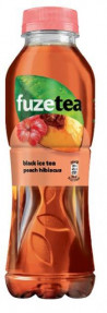 Čierny ľadový čaj FUZETEA Broskyňa a ibištek 12 x 0,5 ℓ