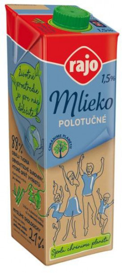 Trvanlivé mlieko RAJO polotučné 1,5% 1 ℓ