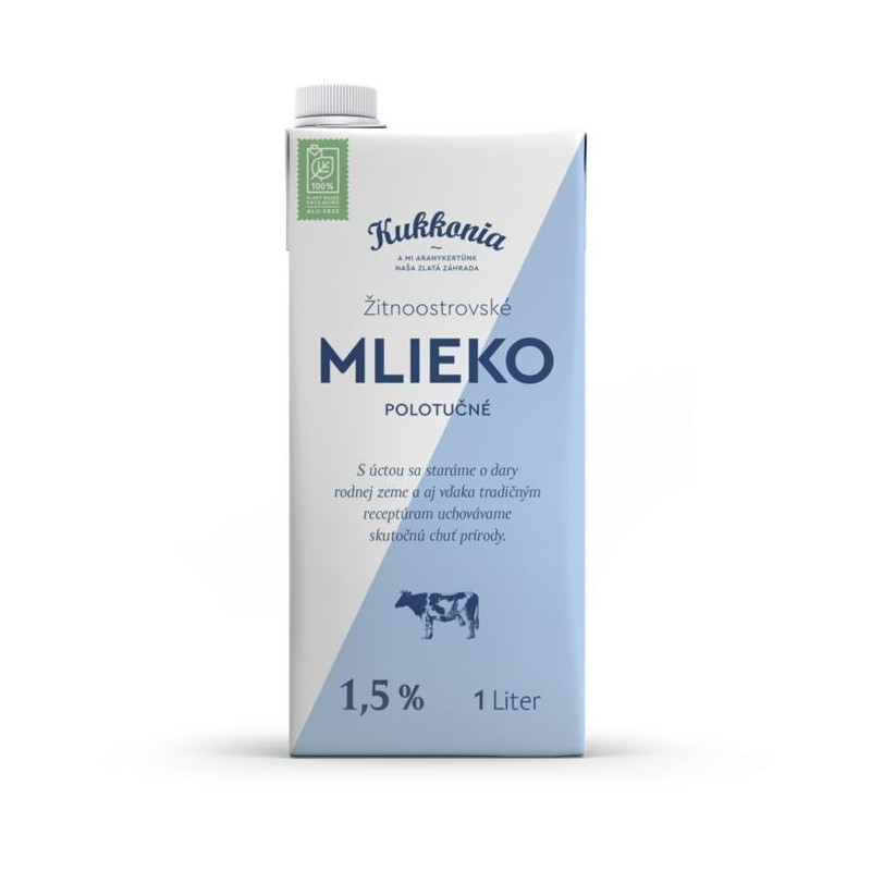 Trvanlivé mlieko Žitnoostrovské Kukkonia polotučné 1,5% 1 ℓ