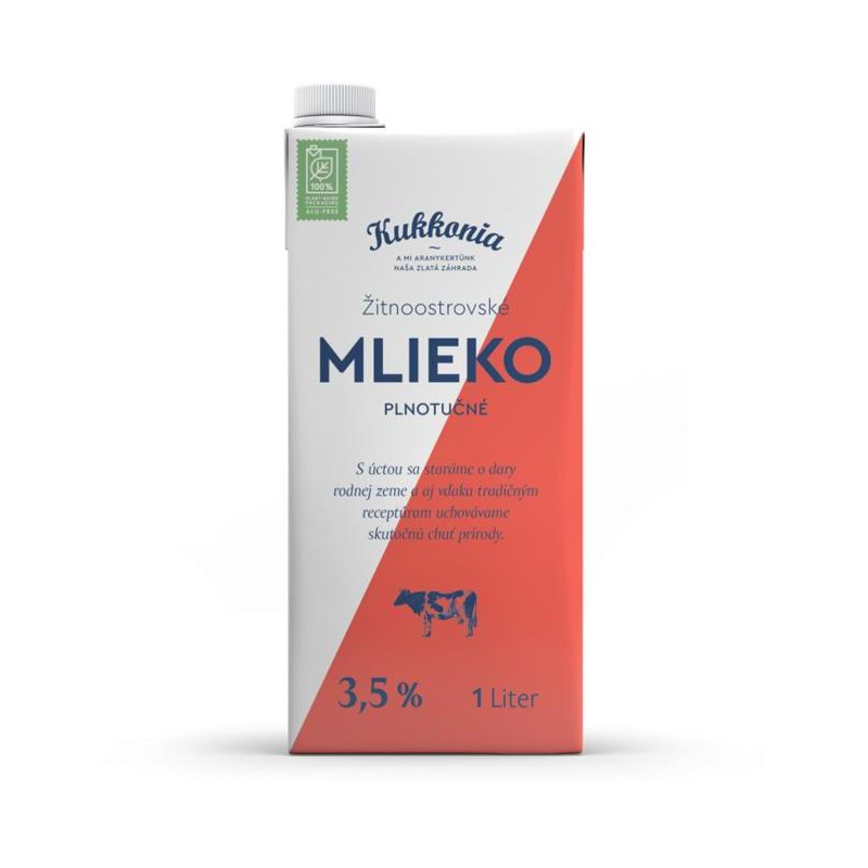 Trvanlivé mlieko Žitnoostrovské Kukkonia plnotučné 3,5% 1 ℓ