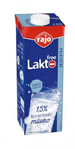 Trvanlivé bezlaktózové mlieko Rajo polotučné 1,5% 1 ℓ