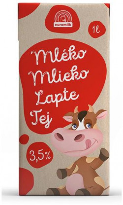 Trvanlivé mlieko Euromilk plnotučné 3,5% 1 ℓ